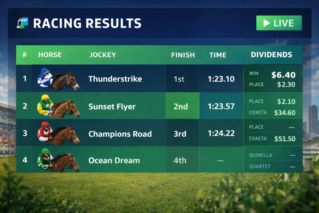 latest horse racing results